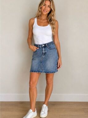 Classic Denim Mini Skirt - Blue with braided belt H&M